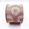 Designer’s Shop Daisy Floral Wired Ribbon- Natural Linen-Look Fabric with White / Yellow Daisies, Spring & Summer Décor , 2.5” x 10 yards WR 63-5230